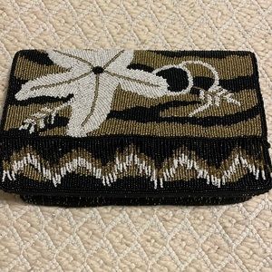 GOLDEN GLAM FLORAL FRINGED CROSSBODY BAG